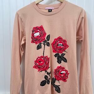 Marijke Bouchier As Colour Indie Sleaze Long Sleeve Graphic Shirt Small Rose Lip